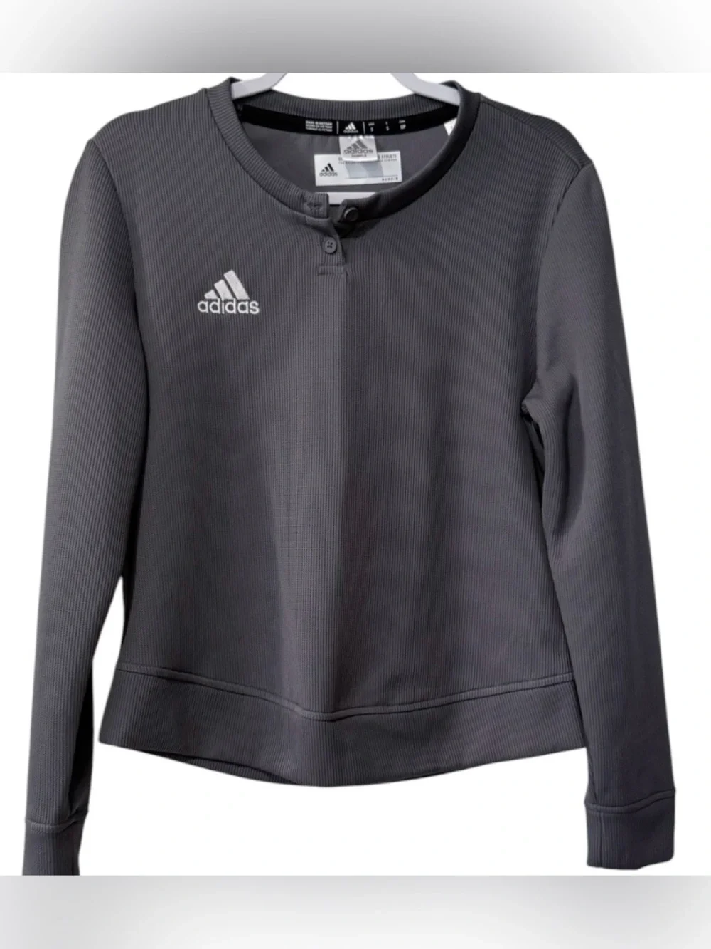 Adidas women’s Small long sleeve athletic gray pullover sweatshirt
